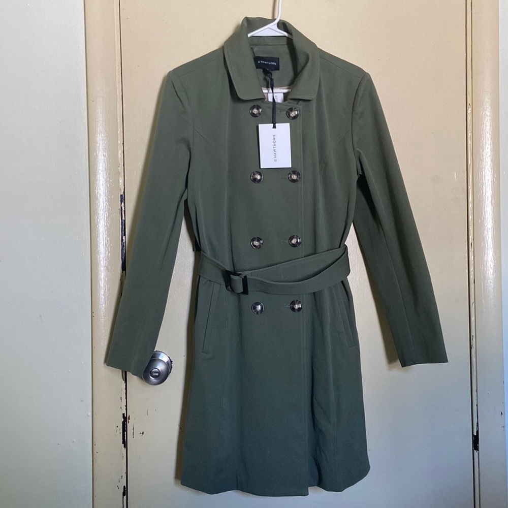 41 Hawthorne crue long belted trench jacket